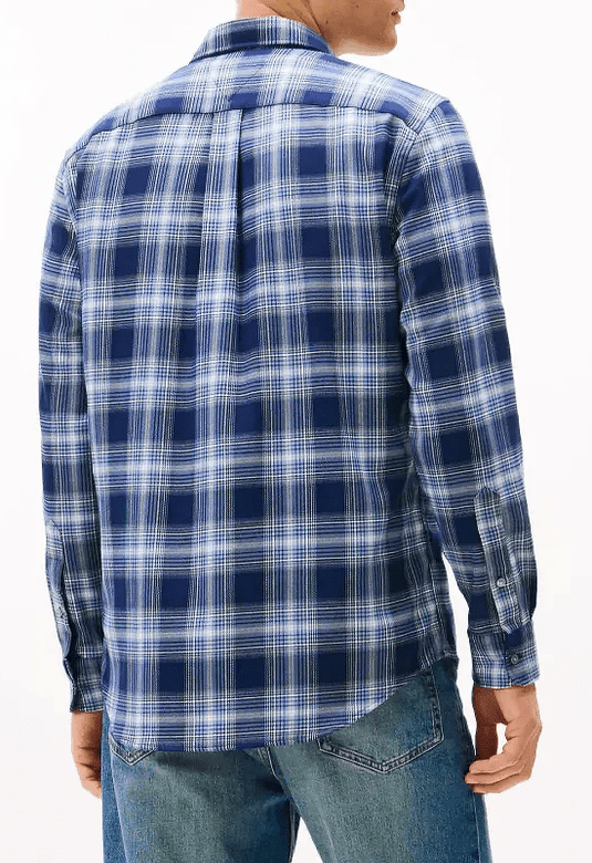 Tommy Hilfiger Mens Soft Touch Checkered Long Sleeve Regular Fit Shirt - Preppy Navy