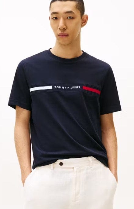 Tommy Hilfiger Mens Crew Neck Logo Panel T-Shirt - Desert Sky