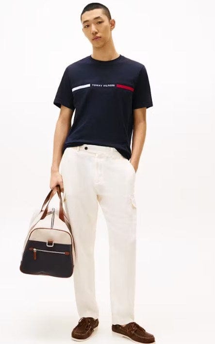 Tommy Hilfiger Mens Crew Neck Logo Panel T-Shirt - Desert Sky