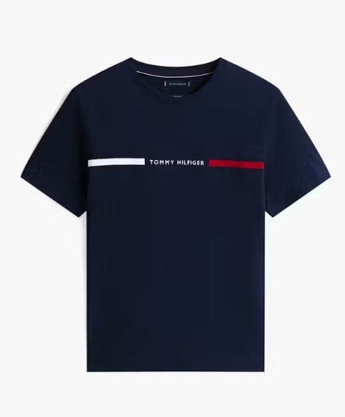 Tommy Hilfiger Mens Crew Neck Logo Panel T-Shirt - Desert Sky