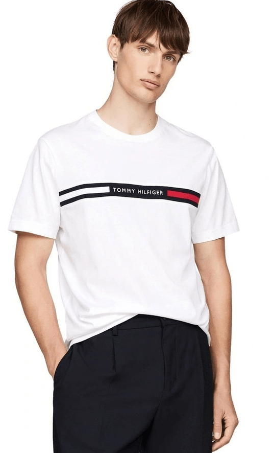 Tommy Hilfiger Mens Chest Insert Tee - White