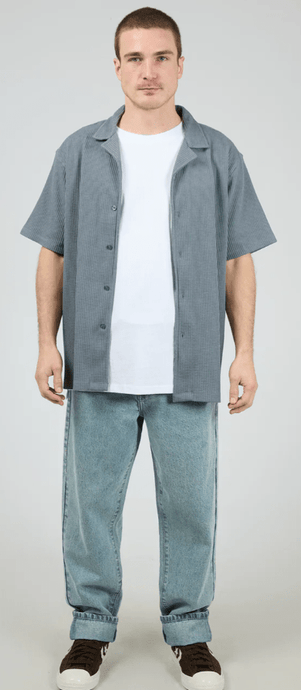 Silent Theory Mens Session Waffle Short Sleeve Shirt - Steel
