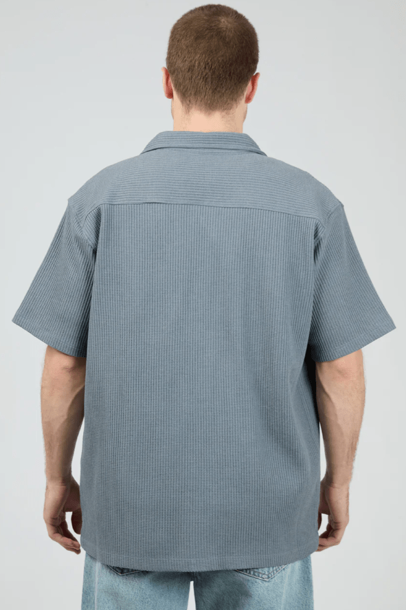 Load image into Gallery viewer, Silent Theory Mens Session Waffle Short Sleeve Shirt - Steel
