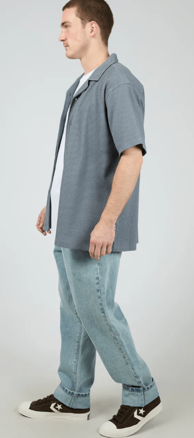Silent Theory Mens Session Waffle Short Sleeve Shirt - Steel