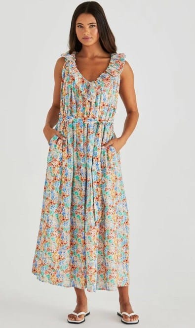 Load image into Gallery viewer, Sass Womens Panna Ruffled Neck Dress
