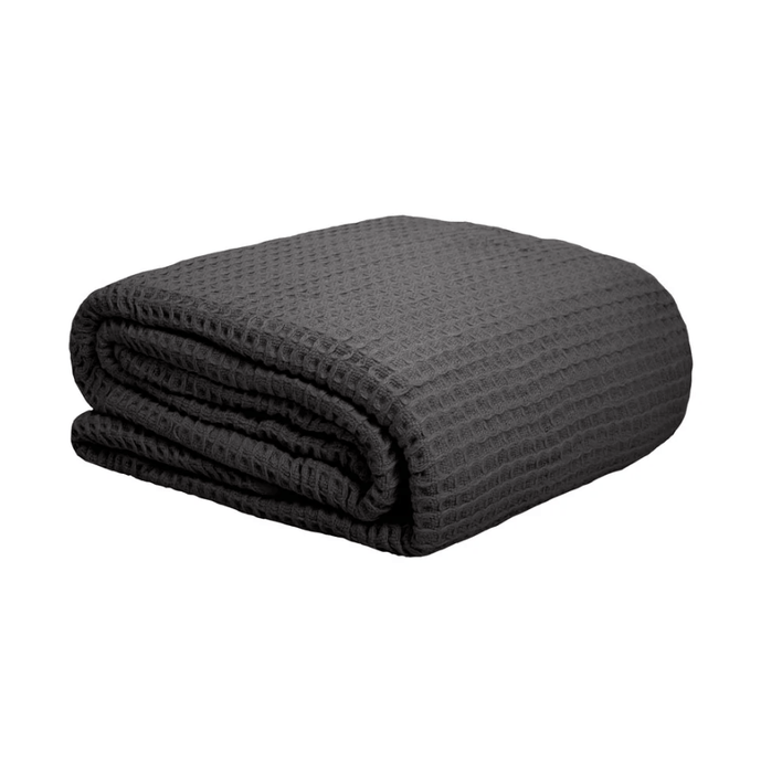 Bambury Cotton Waffle Blanket - Charcoal