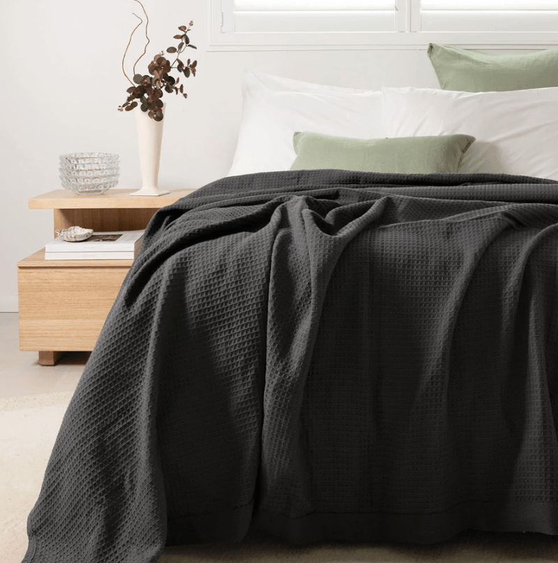 Load image into Gallery viewer, Bambury Cotton Waffle Blanket - Charcoal
