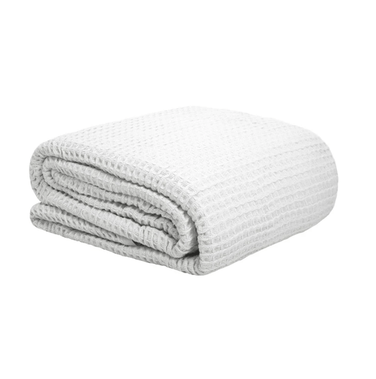 Bambury Cotton Waffle Blanket - White