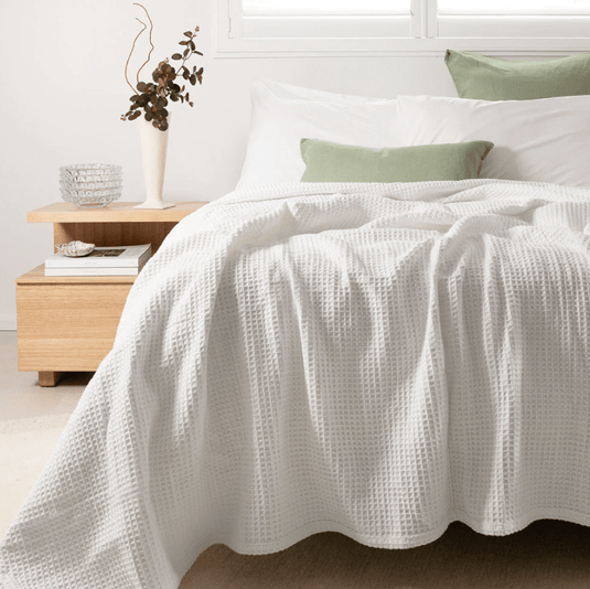 Bambury Cotton Waffle Blanket - White
