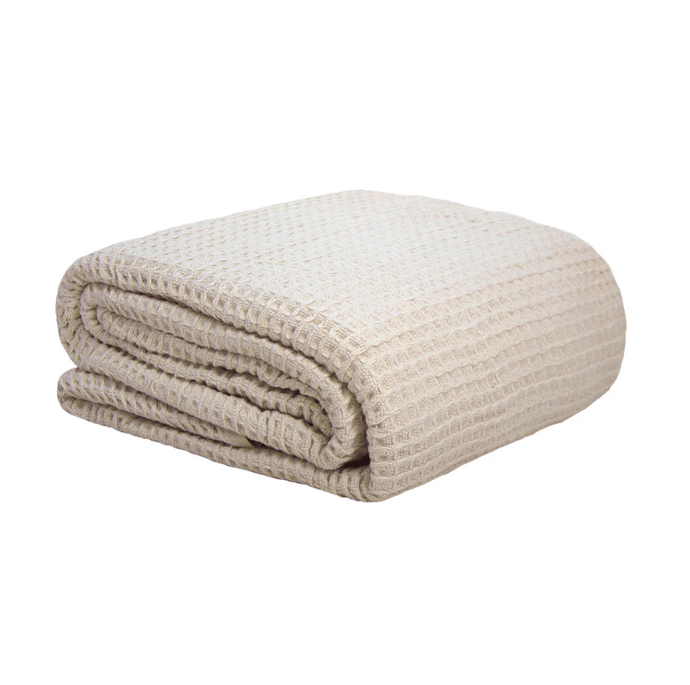 Bambury Cotton Waffle Blanket - Linen