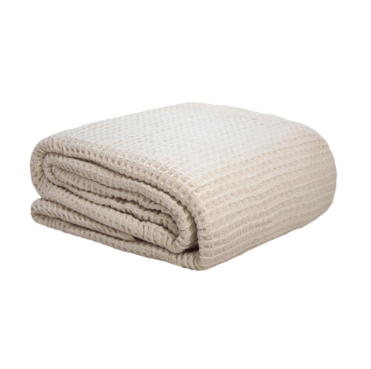 Bambury Cotton Waffle Blanket - Linen