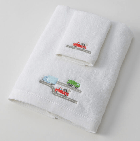 Pilbeam Jiggle & Giggle Trucking Along Bath Towel & Face Washer