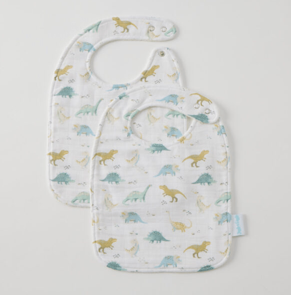 Pilbeam Jiggle & Giggle Dallying Dinosaurs Muslin Bib Set of 2