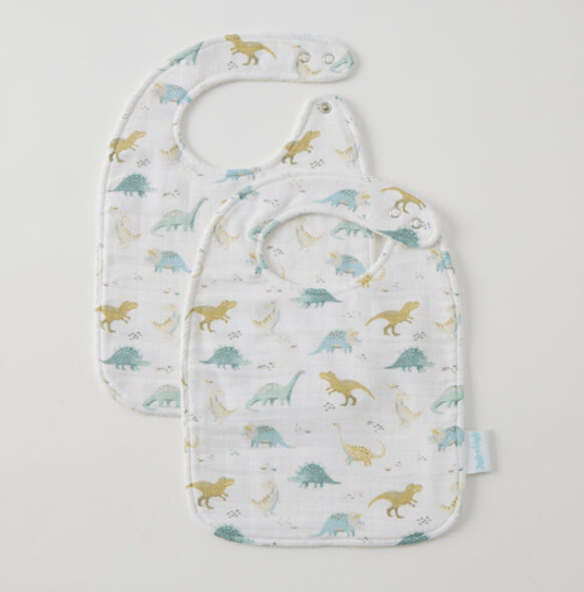 Pilbeam Jiggle & Giggle Dallying Dinosaurs Muslin Bib Set of 2