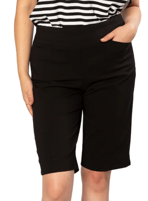 Equinox Womens Pull On Bengaline Knee Length Short - Black