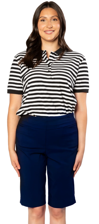 Load image into Gallery viewer, Equinox Womens Pull On Bengaline Knee Length Short - Navy

