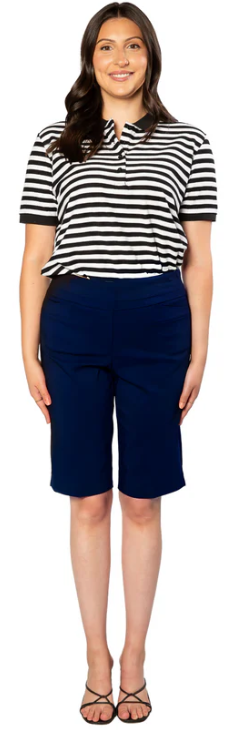 Equinox Womens Pull On Bengaline Knee Length Short - Navy