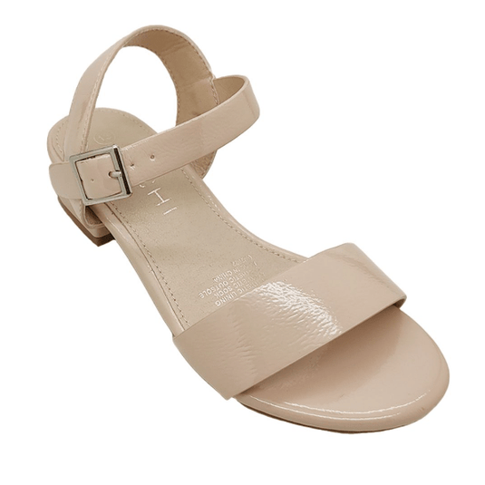 Miss Sachi Lottie Girls Sandals Youth Low Heel Buckle Adjust Sandal Shoes - Nude Patent