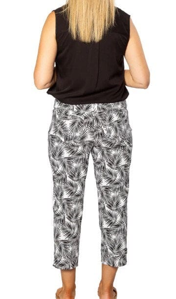 Equinox Womens Printed Bengaline 3/4 Length Pant - Black Palm