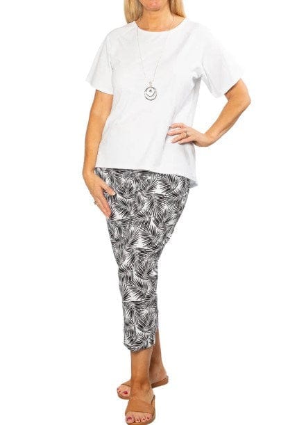 Equinox Womens Printed Bengaline 3/4 Length Pant - Black Palm