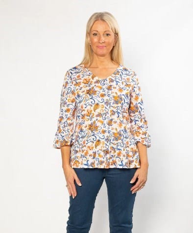 Equinox Womens Soft Cotton Persian Tulip Top With Ruffle Cuffs