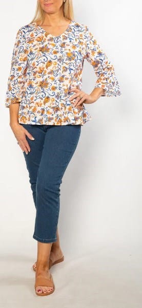 Equinox Womens Soft Cotton Persian Tulip Top With Ruffle Cuffs