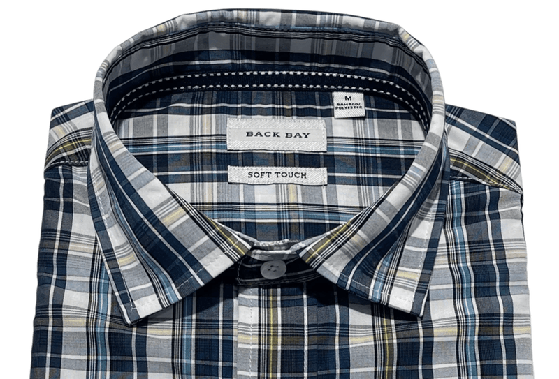 Load image into Gallery viewer, Back Bay Mens Oversize Bamboo Polyester Soft Touch Short Sleeve Shirt - White Check
