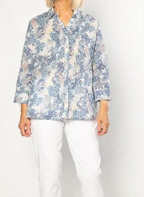 Load image into Gallery viewer, Equinox Womens 100% Cotton French Floral Print 3/4 Sleeve Shirt
