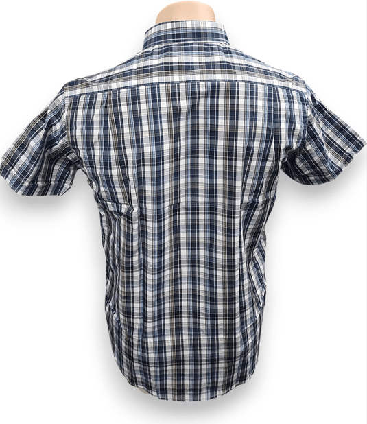 Back Bay Mens Bamboo Polyester Soft Touch Short Sleeve Shirt - White Check