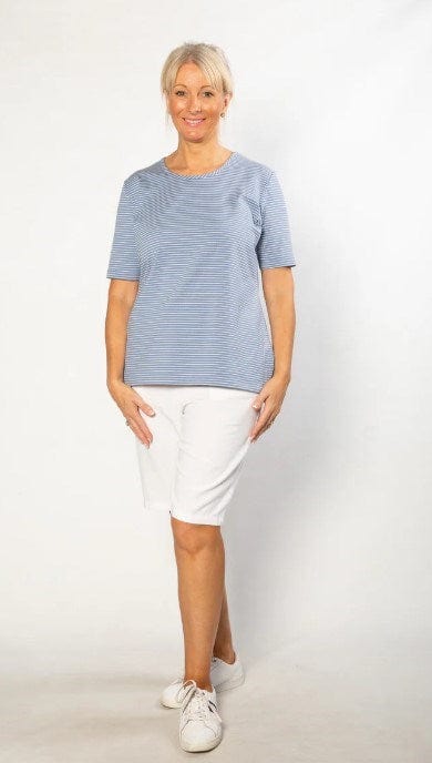 Load image into Gallery viewer, Equinox Womens Stretch Short Sleeve Yarn Dyed Stripe T-Shirt
