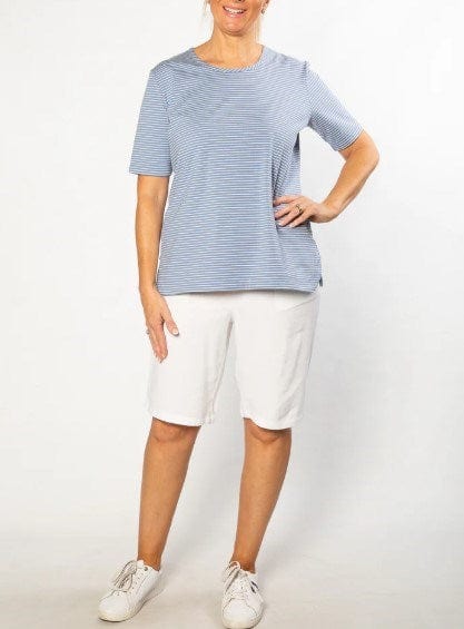 Load image into Gallery viewer, Equinox Womens Stretch Short Sleeve Yarn Dyed Stripe T-Shirt
