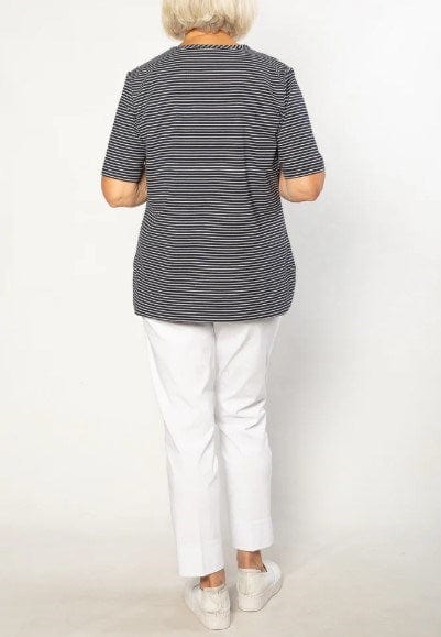 Equinox Womens Stretch Short Sleeve Yarn Dyed Stripe T-Shirt