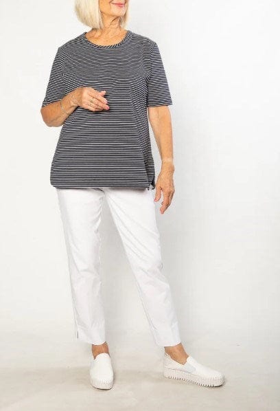 Load image into Gallery viewer, Equinox Womens Stretch Short Sleeve Yarn Dyed Stripe T-Shirt
