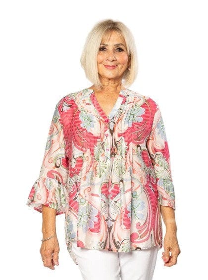 Load image into Gallery viewer, Equinox Womens Bell Cuff Floral Print 3/4 sleeve Shirt
