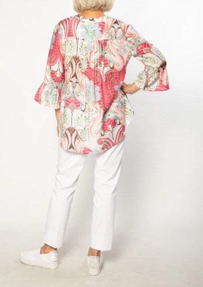 Equinox Womens Bell Cuff Floral Print 3/4 sleeve Shirt