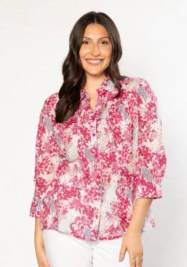 Load image into Gallery viewer, Equinox Womens 100% Cotton French Floral Print 3/4 Sleeve Shirt
