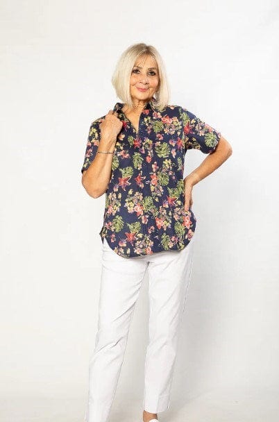 Equinox Womens Short Sleeve Floral Shirt