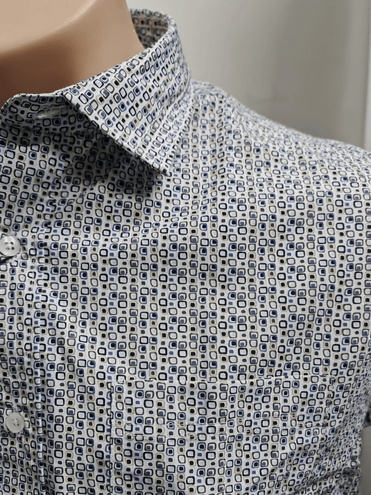 Back Bay Mens Bamboo Polyester Soft Touch Short Sleeve Shirt - White Print