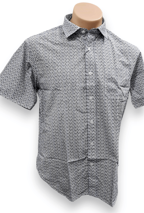 Back Bay Mens Bamboo Polyester Soft Touch Short Sleeve Shirt - White Print