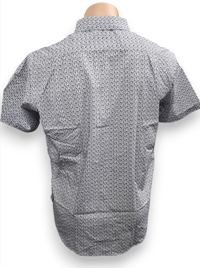 Load image into Gallery viewer, Back Bay Mens Bamboo Polyester Soft Touch Short Sleeve Shirt - White Print
