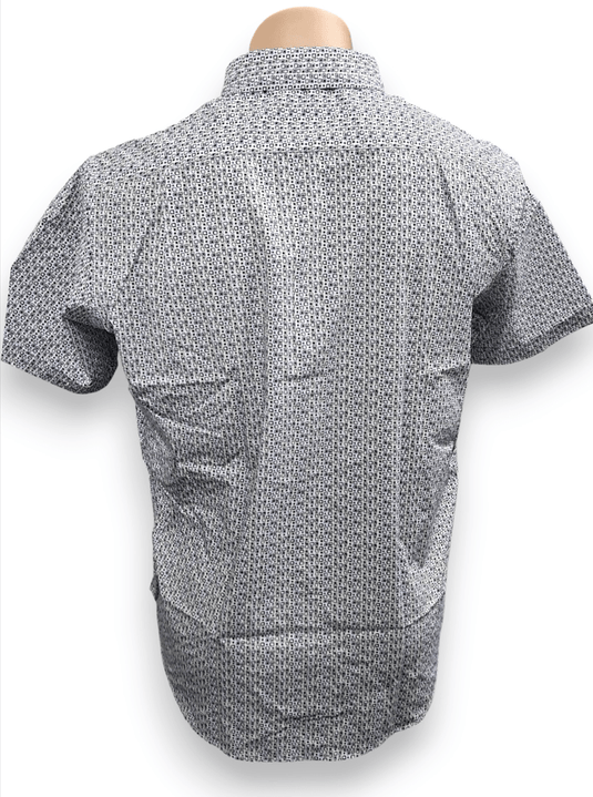 Back Bay Mens Bamboo Polyester Soft Touch Short Sleeve Shirt - White Print