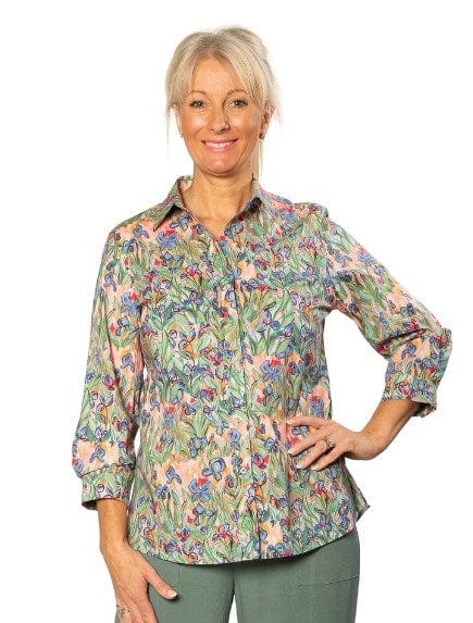 Load image into Gallery viewer, Equinox Womens Iris Print Pure Cotton 3/4 Sleeve Shirt
