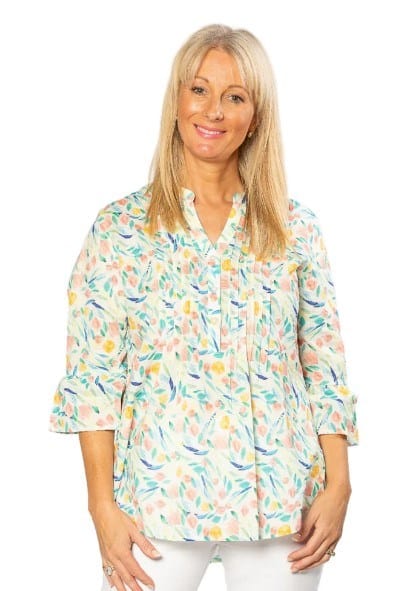 Load image into Gallery viewer, Equinox Womens Pure Cotton Bell Cuff Floral Print 3/4 Sleeve Shirt
