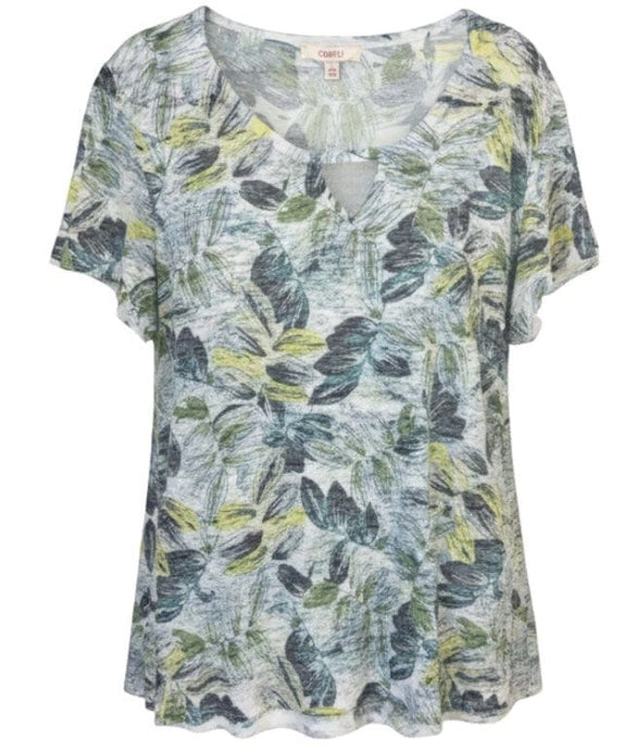 Corfu Womens Cotton Rich Burnout Sage And Sunlight