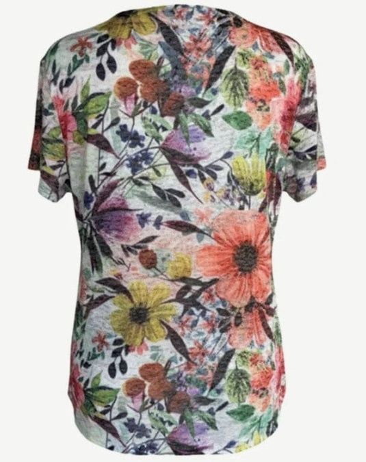 Corfu Womens Joyful Garden Cotton Rich Burnout Jersey Top