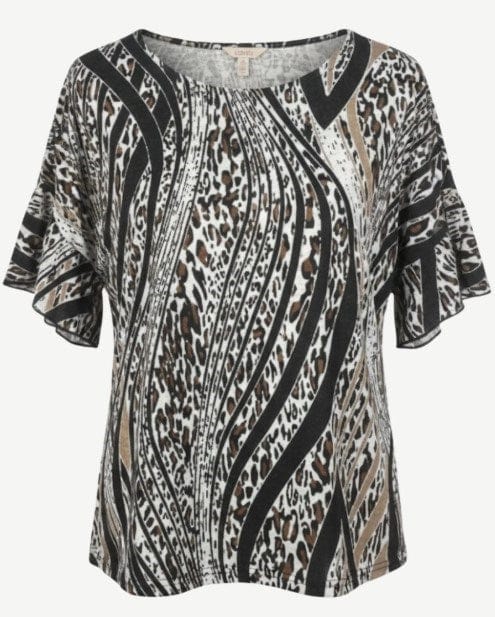 Corfu Womens Leopard Lush Slub Linen Top