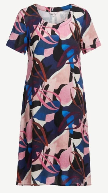 Corfu Womens Rust & Rose Linen Short Sleeve Dress