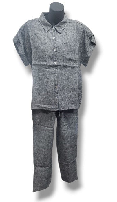 Corfu Womens Cross Dyed Linen Black