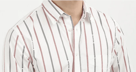 Tommy Hilfiger Mens Long Sleeve Shirt in White and Multi Stripe