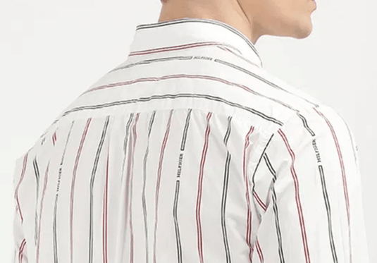 Tommy Hilfiger Mens Long Sleeve Shirt in White and Multi Stripe